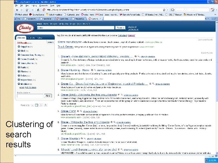 Clustering of search results 