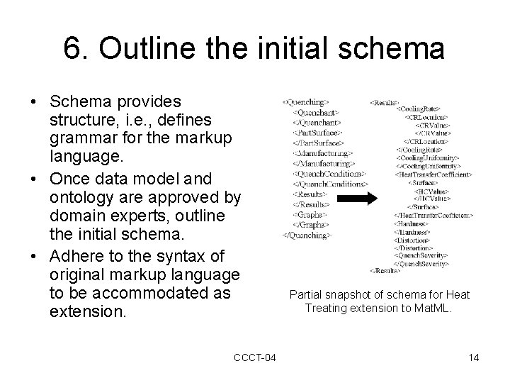 6. Outline the initial schema • Schema provides structure, i. e. , defines grammar