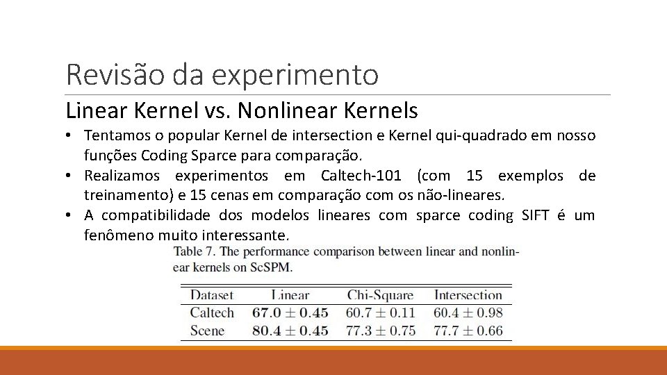 Revisão da experimento Linear Kernel vs. Nonlinear Kernels • Tentamos o popular Kernel de