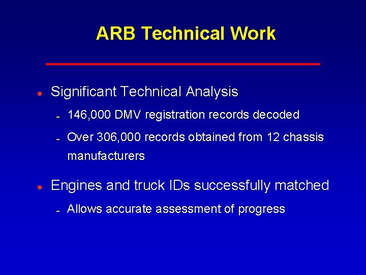 ARB Technical Work l Significant Technical Analysis 0 146, 000 DMV registration records decoded ARB Technical Work l Significant Technical Analysis 0 146, 000 DMV registration records decoded