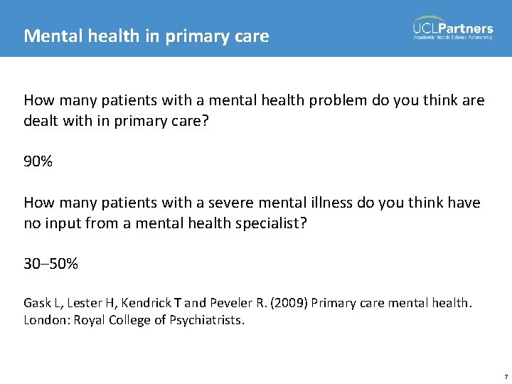 Mental health in primary care How many patients with a mental health problem do