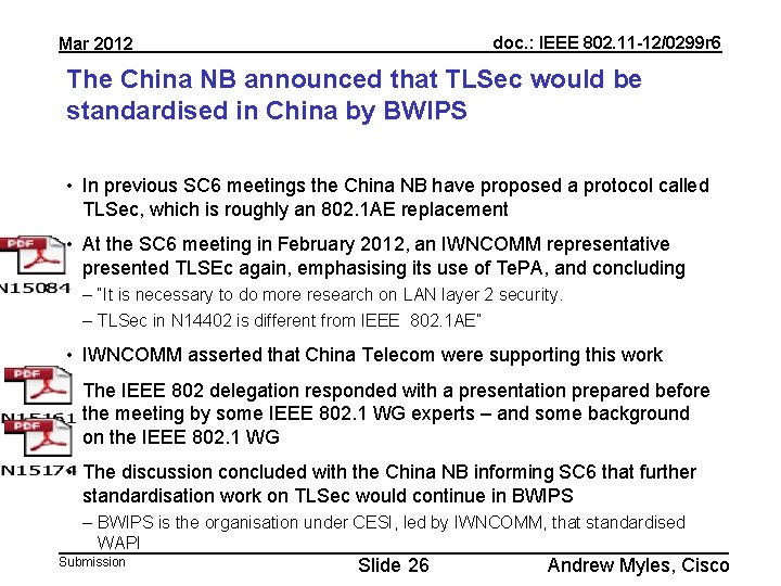 doc. : IEEE 802. 11 -12/0299 r 6 Mar 2012 The China NB announced