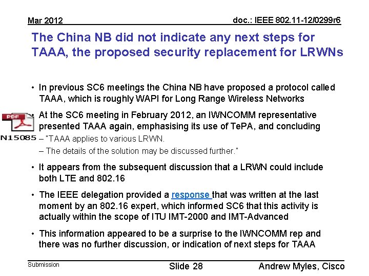 doc. : IEEE 802. 11 -12/0299 r 6 Mar 2012 The China NB did
