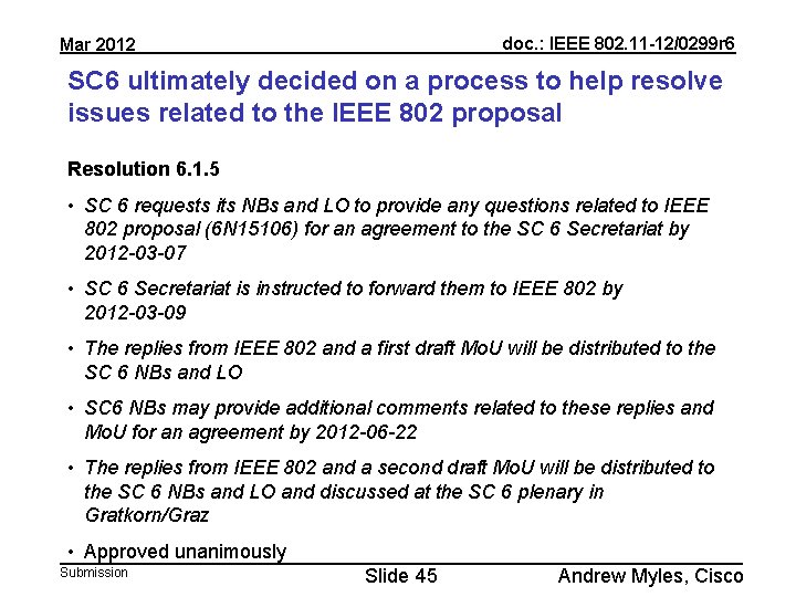 doc. : IEEE 802. 11 -12/0299 r 6 Mar 2012 SC 6 ultimately decided