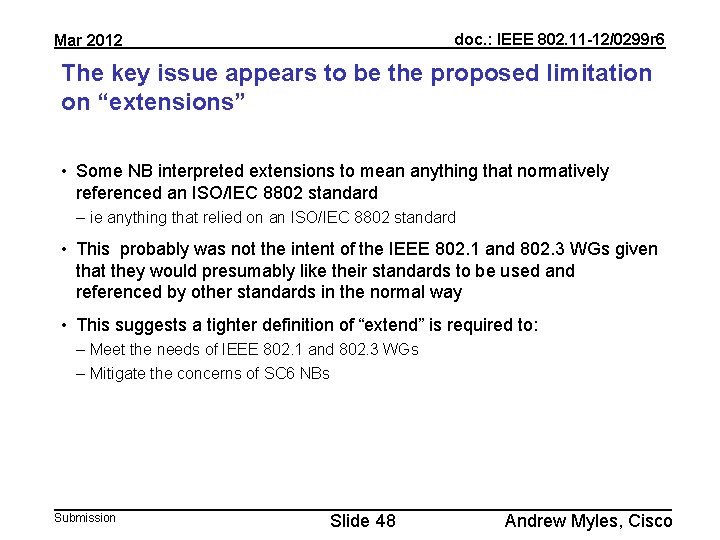 doc. : IEEE 802. 11 -12/0299 r 6 Mar 2012 The key issue appears