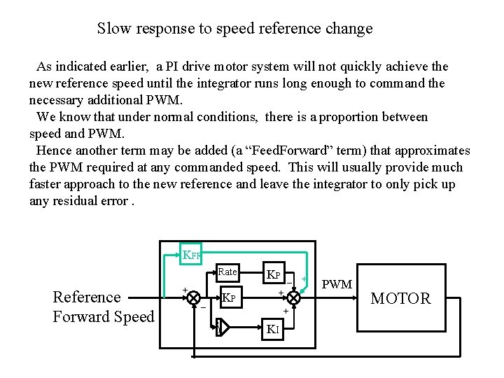 Slow response to speed reference change As indicated earlier, a PI drive motor system