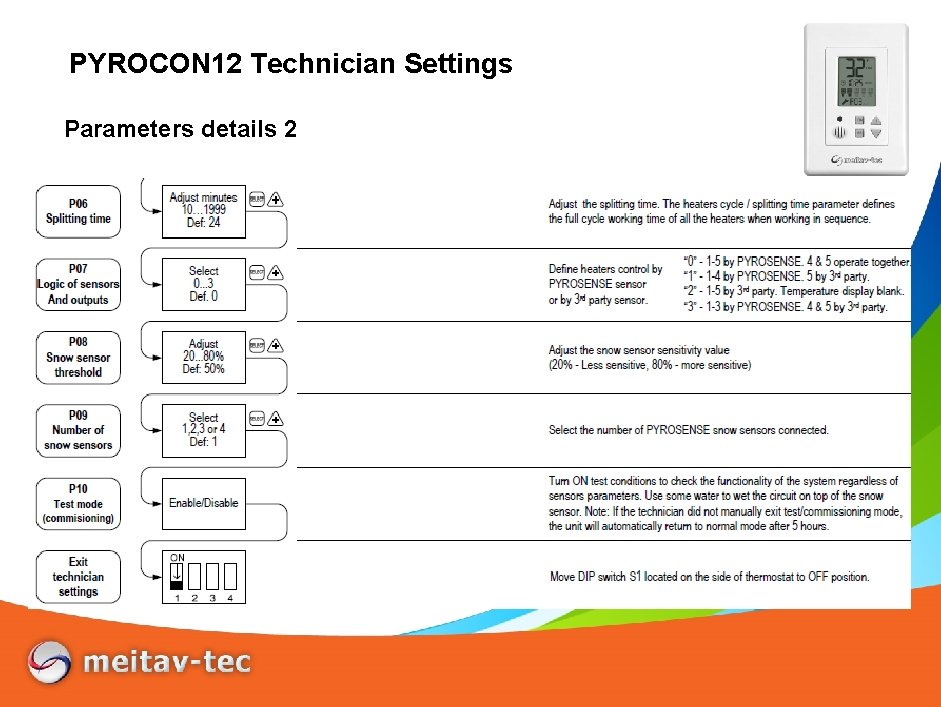 PYROCON 12 Technician Settings Parameters details 2 