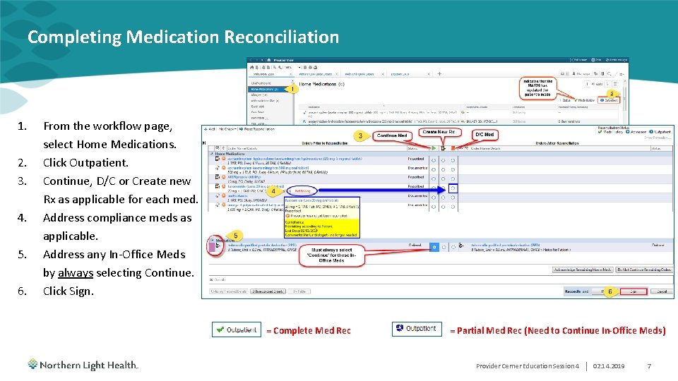 Completing Medication Reconciliation 1. 2. 3. 4. 5. 6. From the workflow page, select