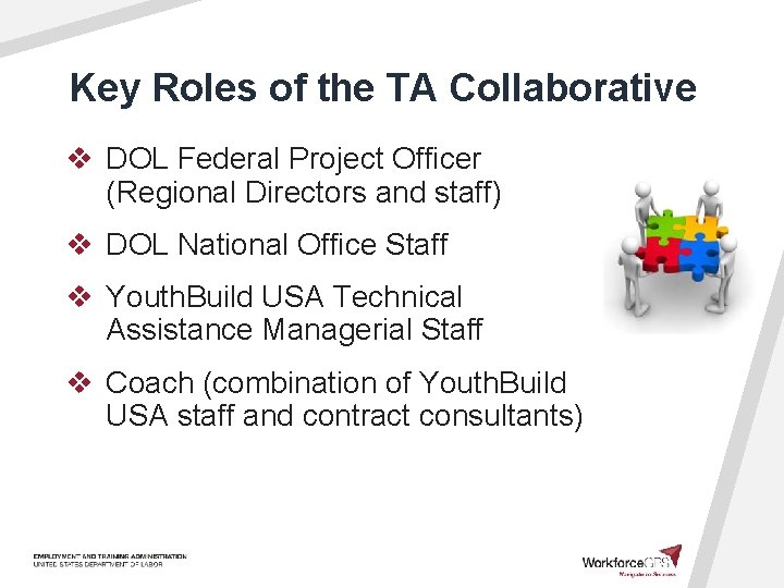 Key Roles of the TA Collaborative v DOL Federal Project Officer (Regional Directors and