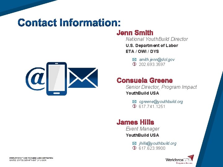 National Youth. Build Director U. S. Department of Labor ETA / OWI / DYS
