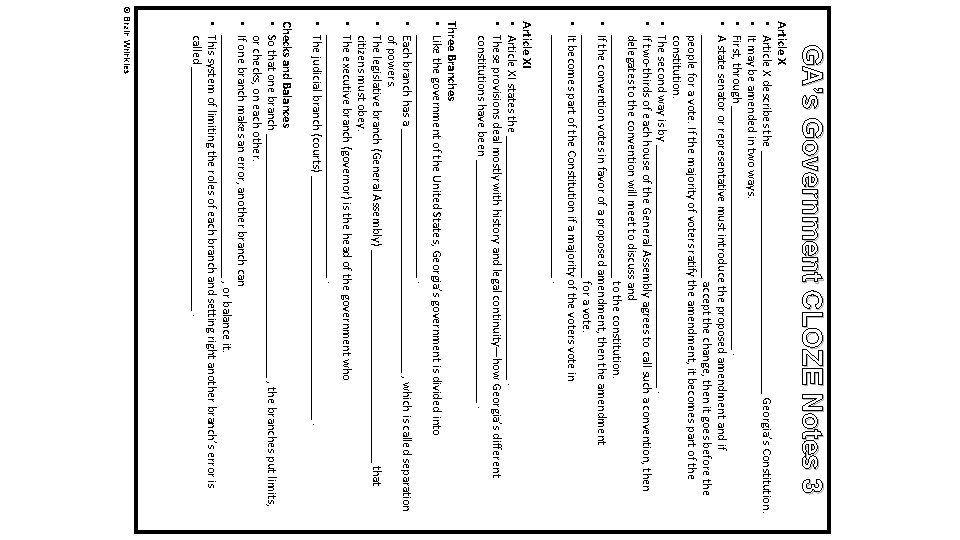 GA’s Government CLOZE Notes 3 Article X • Article X describes the ____________________ Georgia’s