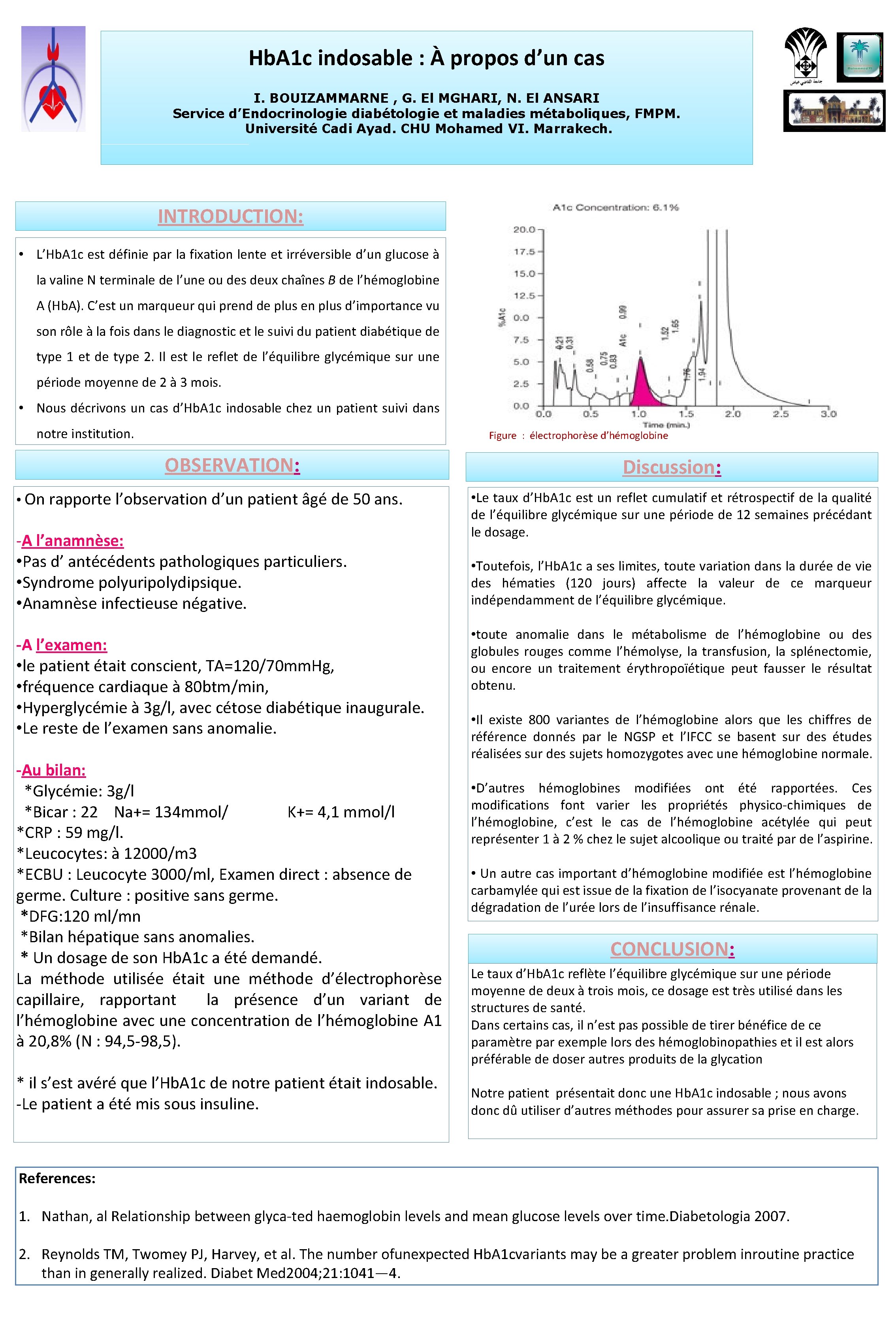Hb. A 1 c indosable : À propos d’un cas I. BOUIZAMMARNE , G.
