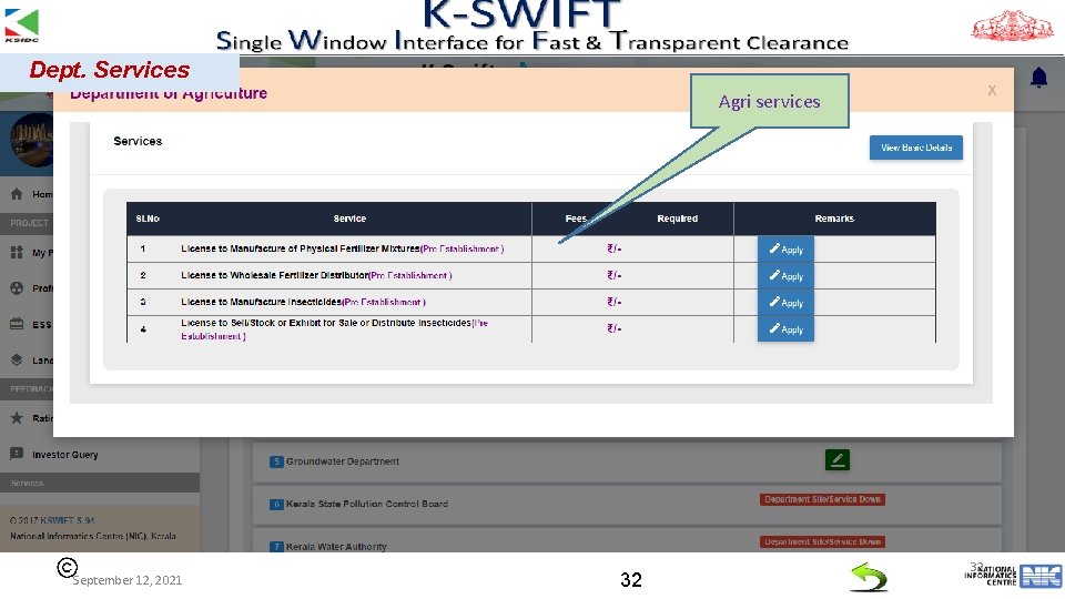 Dept. Services Agri services September 12, 2021 32 32 