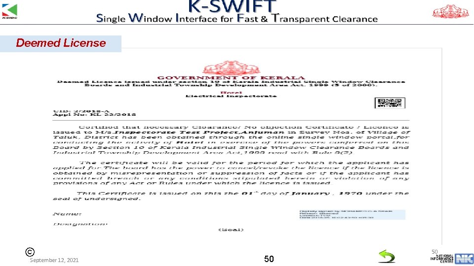 Deemed License September 12, 2021 50 50 