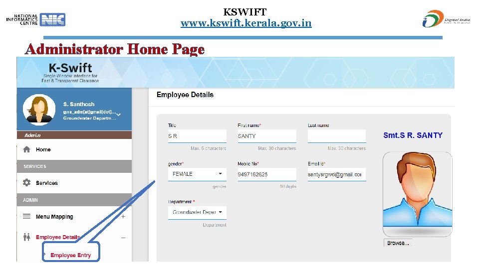 KSWIFT www. kswift. kerala. gov. in Administrator Home Page 56 