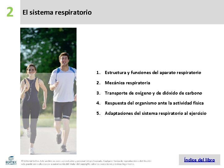 2 El sistema respiratorio 1. Estructura y funciones del aparato respiratorio 2. Mecánica respiratoria