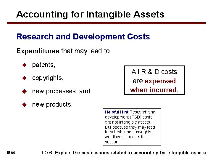 Accounting for Intangible Assets Research and Development Costs Expenditures that may lead to u