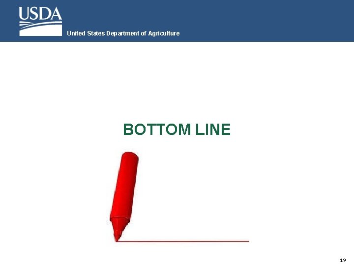 United States Department of Agriculture BOTTOM LINE 19 