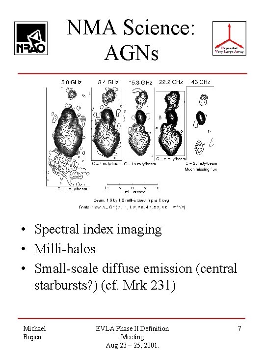 NMA Science: AGNs • Spectral index imaging • Milli-halos • Small-scale diffuse emission (central