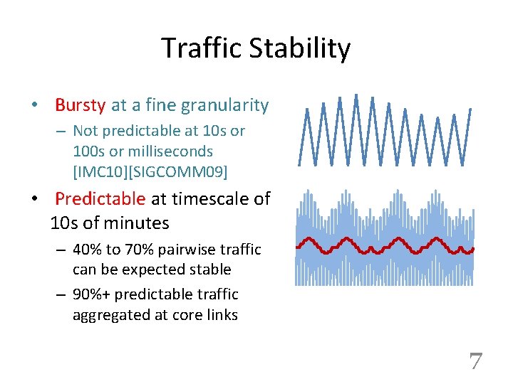 Traffic Stability • Bursty at a fine granularity – Not predictable at 10 s