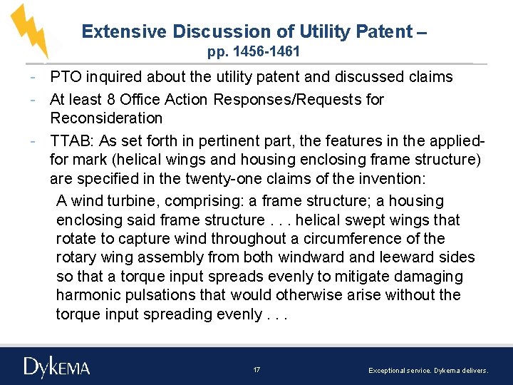 Extensive Discussion of Utility Patent – pp. 1456 -1461 PTO inquired about the utility