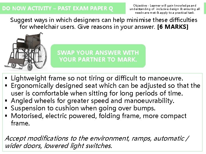 DO NOW ACTIVITY – PAST EXAM PAPER Q Objective - Learner will gain knowledge