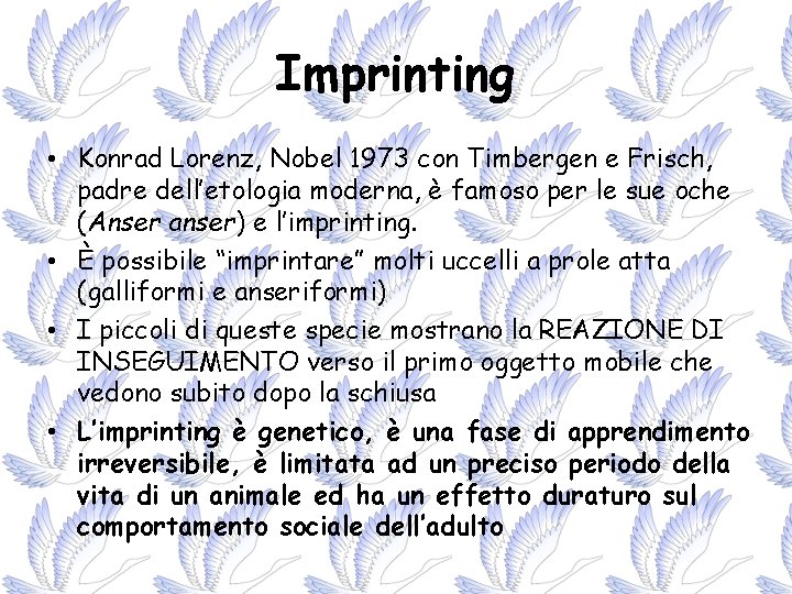 Imprinting • Konrad Lorenz, Nobel 1973 con Timbergen e Frisch, padre dell’etologia moderna, è