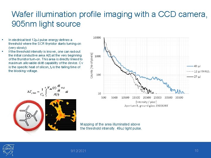 Wafer illumination profile imaging with a CCD camera, 905 nm light source • •