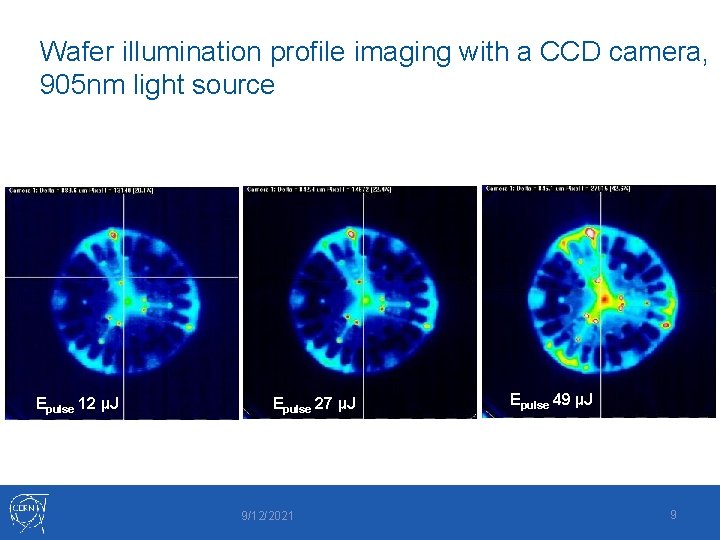 Wafer illumination profile imaging with a CCD camera, 905 nm light source Epulse 12