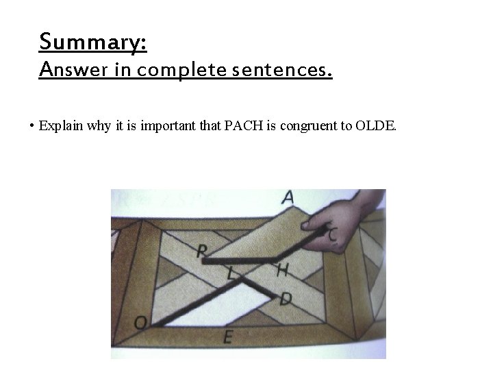 Summary: Answer in complete sentences. • Explain why it is important that PACH is Summary: Answer in complete sentences. • Explain why it is important that PACH is