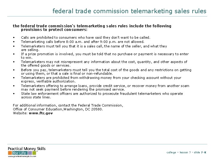 federal trade commission telemarketing sales rules the federal trade commission’s telemarketing sales rules include