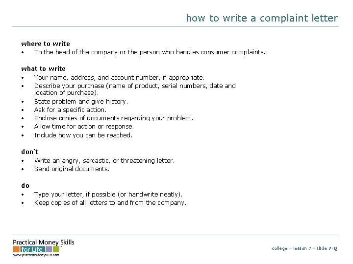 how to write a complaint letter where to write • To the head of