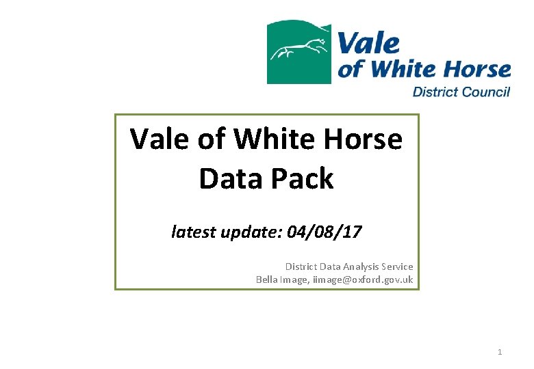 Vale of White Horse Data Pack latest update: 04/08/17 District Data Analysis Service Bella