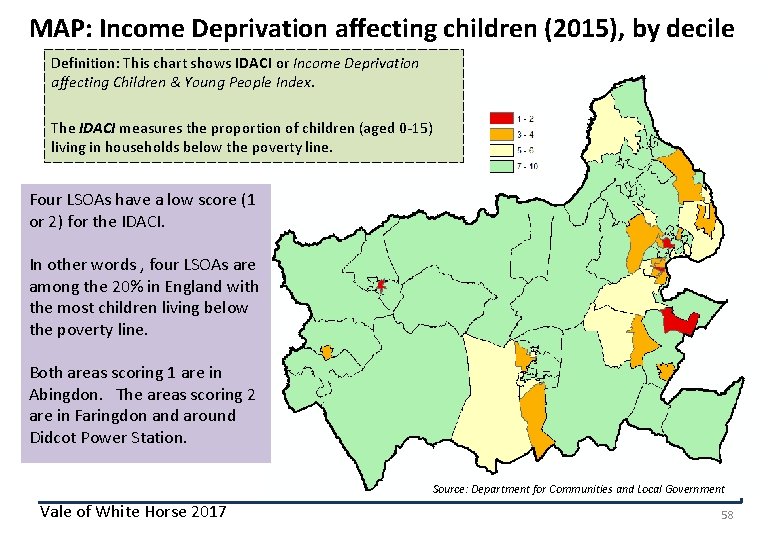 MAP: Income Deprivation affecting children (2015), by decile Definition: This chart shows IDACI or