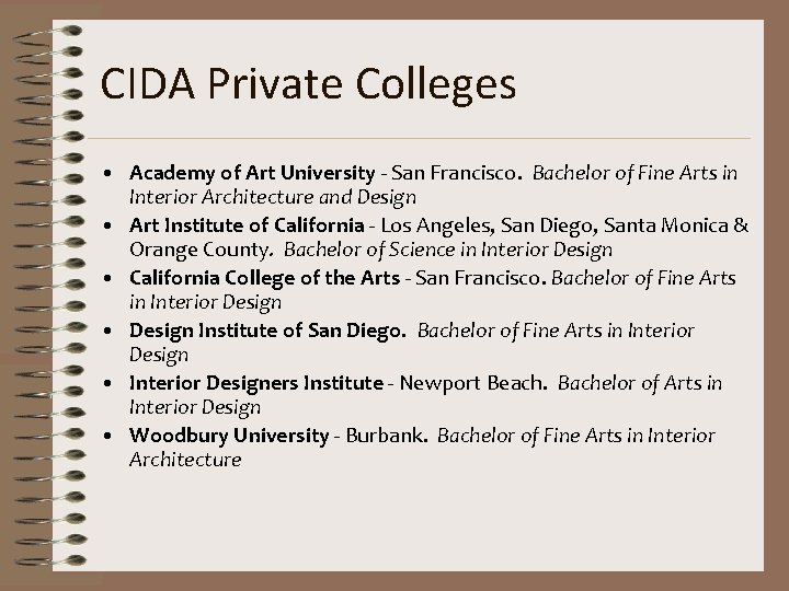 CIDA Private Colleges • Academy of Art University - San Francisco. Bachelor of Fine