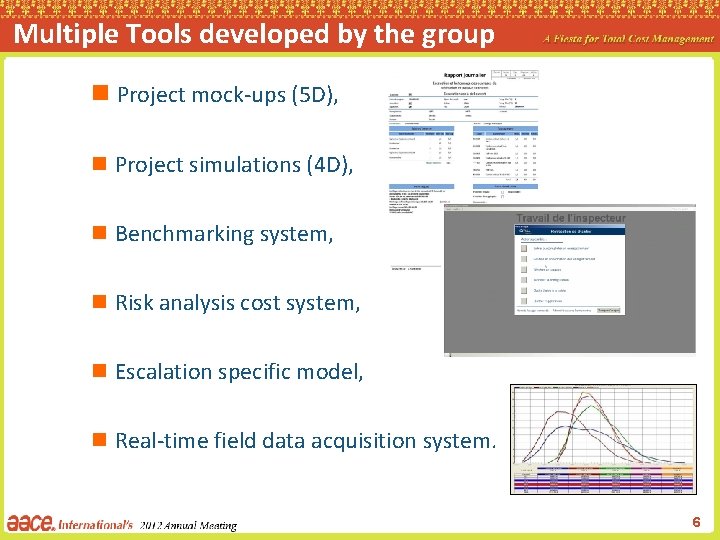 Multiple Tools developed by the group n Project mock-ups (5 D), n Project simulations
