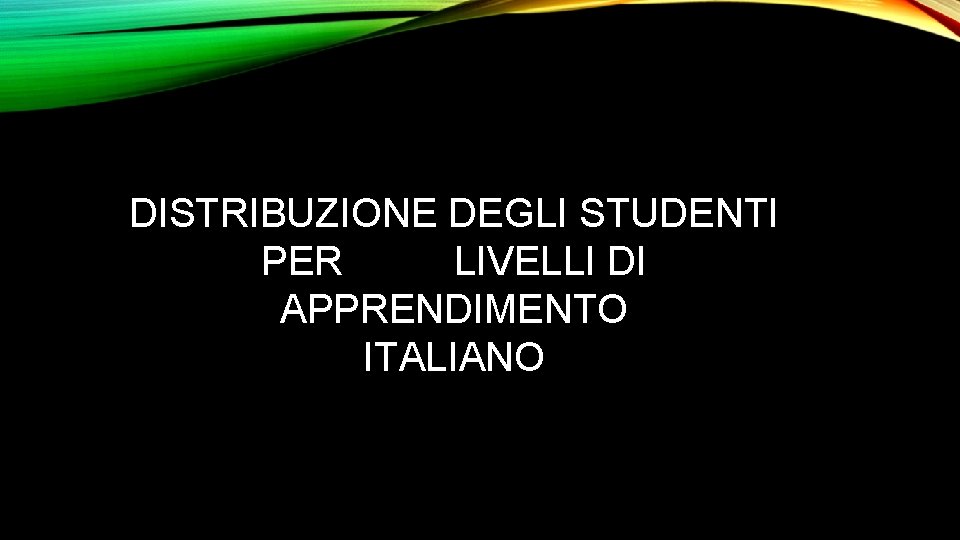 DISTRIBUZIONE DEGLI STUDENTI PER LIVELLI DI APPRENDIMENTO ITALIANO 