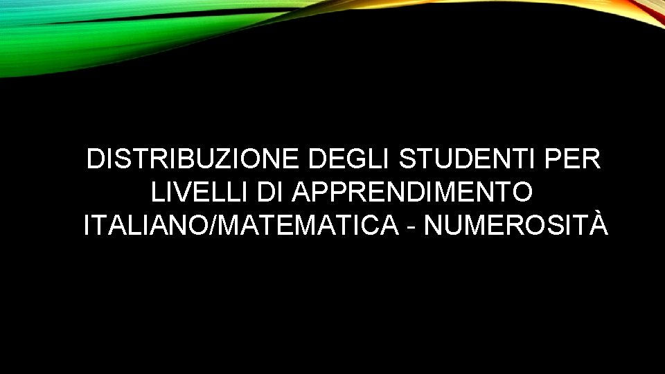 DISTRIBUZIONE DEGLI STUDENTI PER LIVELLI DI APPRENDIMENTO ITALIANO/MATEMATICA - NUMEROSITÀ 