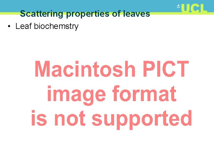 Scattering properties of leaves • Leaf biochemstry 