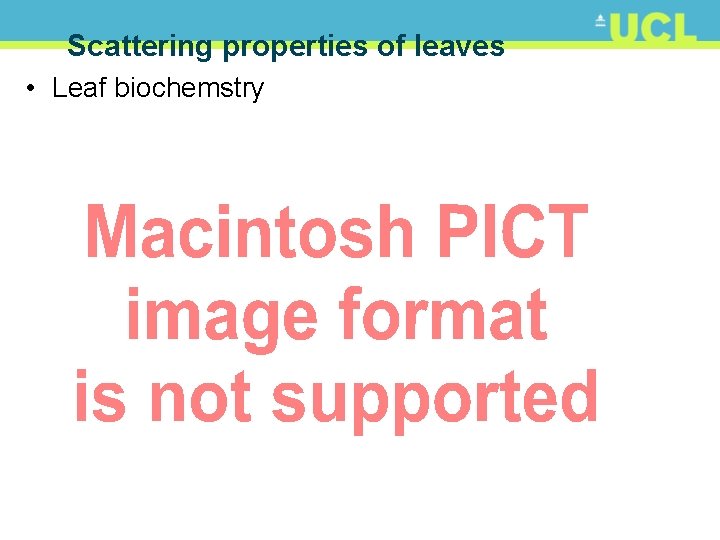 Scattering properties of leaves • Leaf biochemstry 