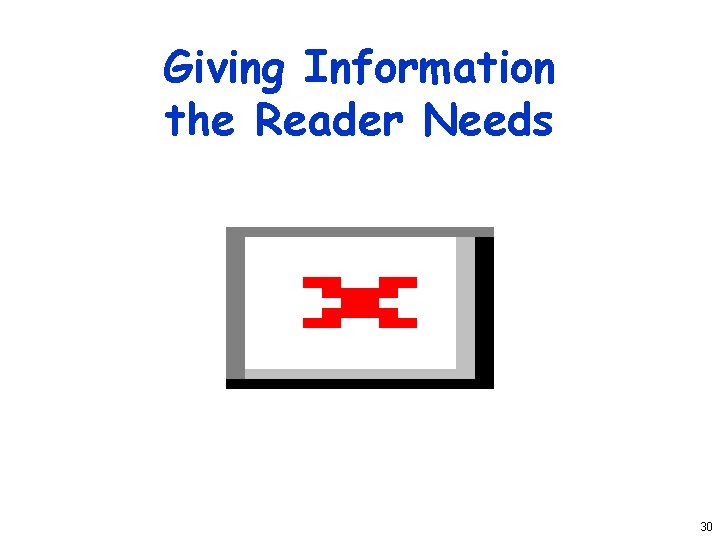 Giving Information the Reader Needs 30 