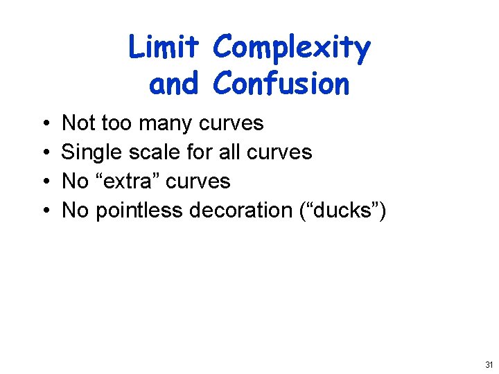 Limit Complexity and Confusion • • Not too many curves Single scale for all