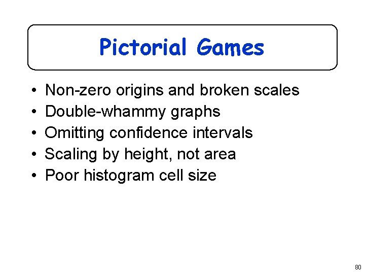 Pictorial Games • • • Non-zero origins and broken scales Double-whammy graphs Omitting confidence