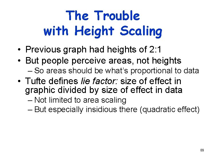 The Trouble with Height Scaling • Previous graph had heights of 2: 1 •