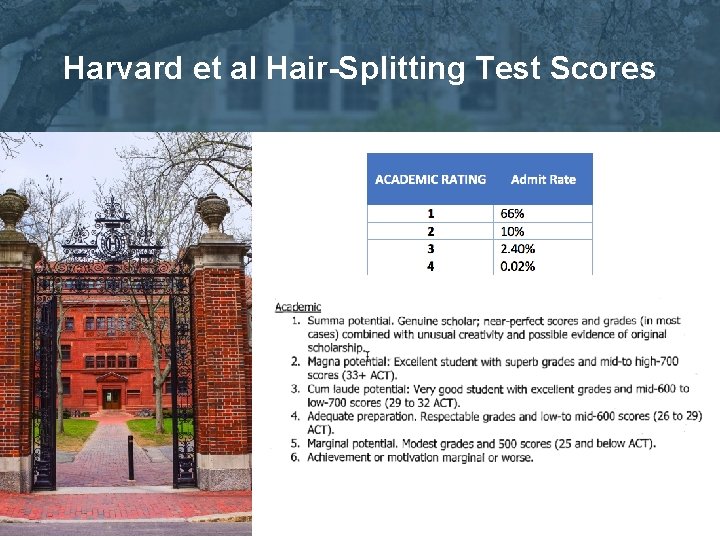 Harvard et al Hair-Splitting Test Scores 