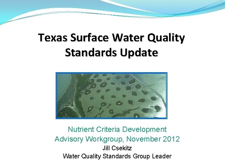 Texas Surface Water Quality Standards Update Nutrient Criteria Development Advisory Workgroup, November 2012 Jill