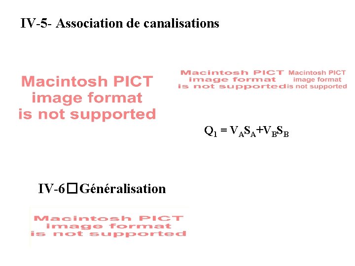 IV-5 - Association de canalisations Q 1 = VASA+VBSB IV-6�Généralisation 