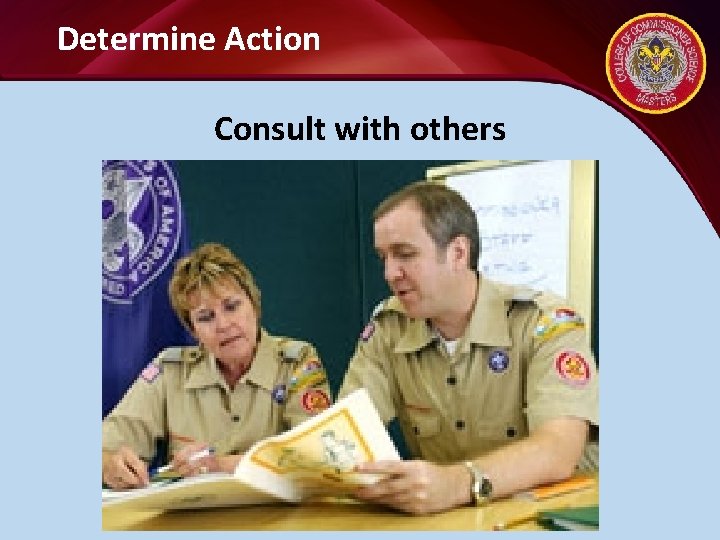 Determine Action Consult with others 