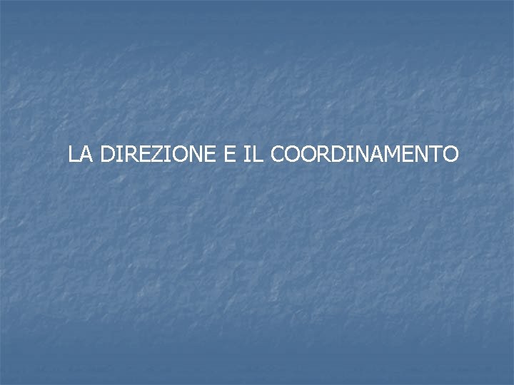 LA DIREZIONE E IL COORDINAMENTO 