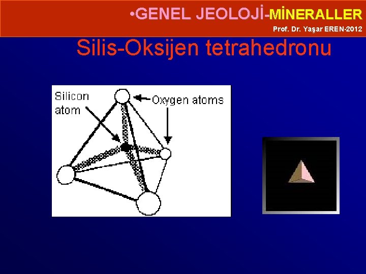  • GENEL JEOLOJİ-MİNERALLER Prof. Dr. Yaşar EREN-2012 Silis-Oksijen tetrahedronu 